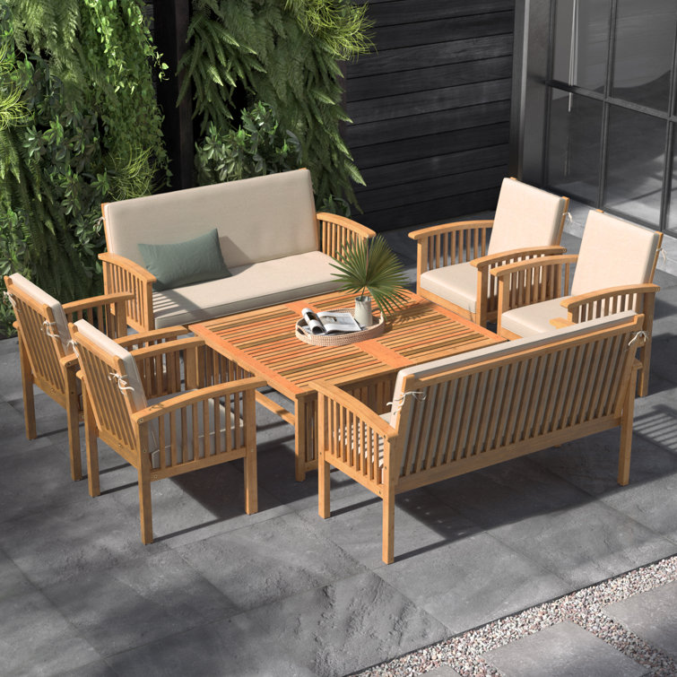 Wade Logan Amorae 8 Person Outdoor Seating Group with Cushions